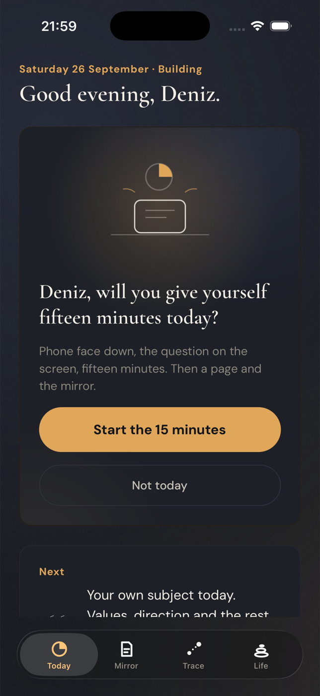 Pondr today screen: the one thing to do