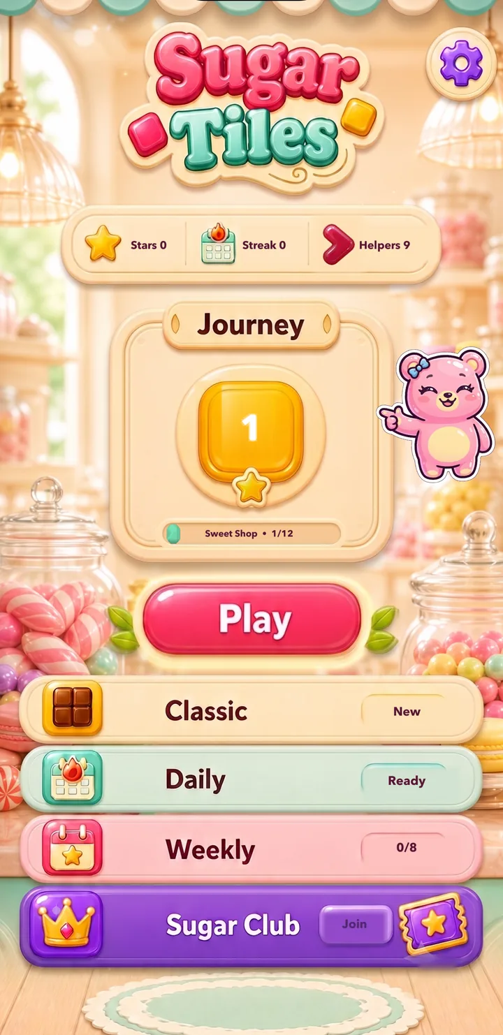 Sugar Tiles home screen