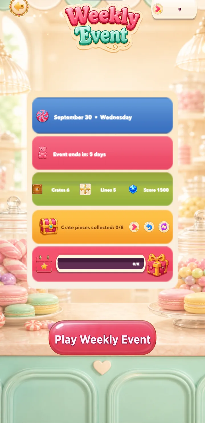 Weekly Event — crates, lines and a reward box